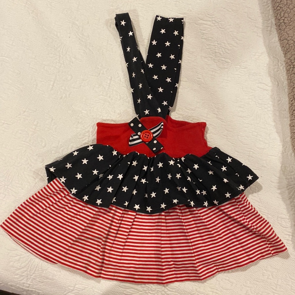 Most adorable red white and blue dress. 4th of July and Memorial Day ready.